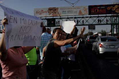 Bloqueo en protesta por la falta de agua en Guadalupe, el 22 de junio.