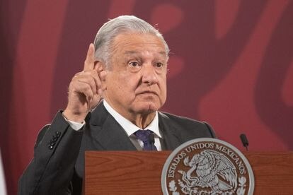 El presidente mexicano, Andrés Manuel López Obrador, durante la rueda de prensa matutina de este miércoles.